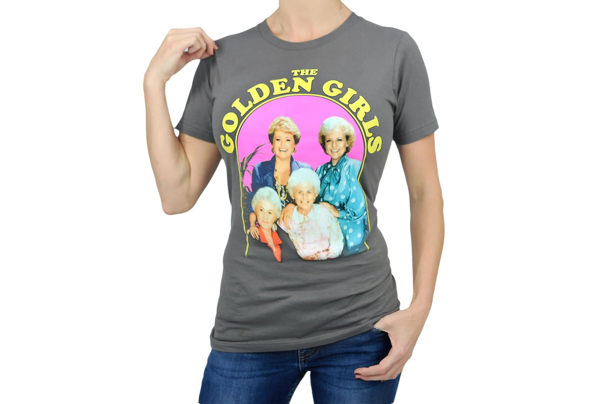 Golden Girls Group Shot Vintage T-Shirt | Charcoal Grey Shirt Featuring The Cast