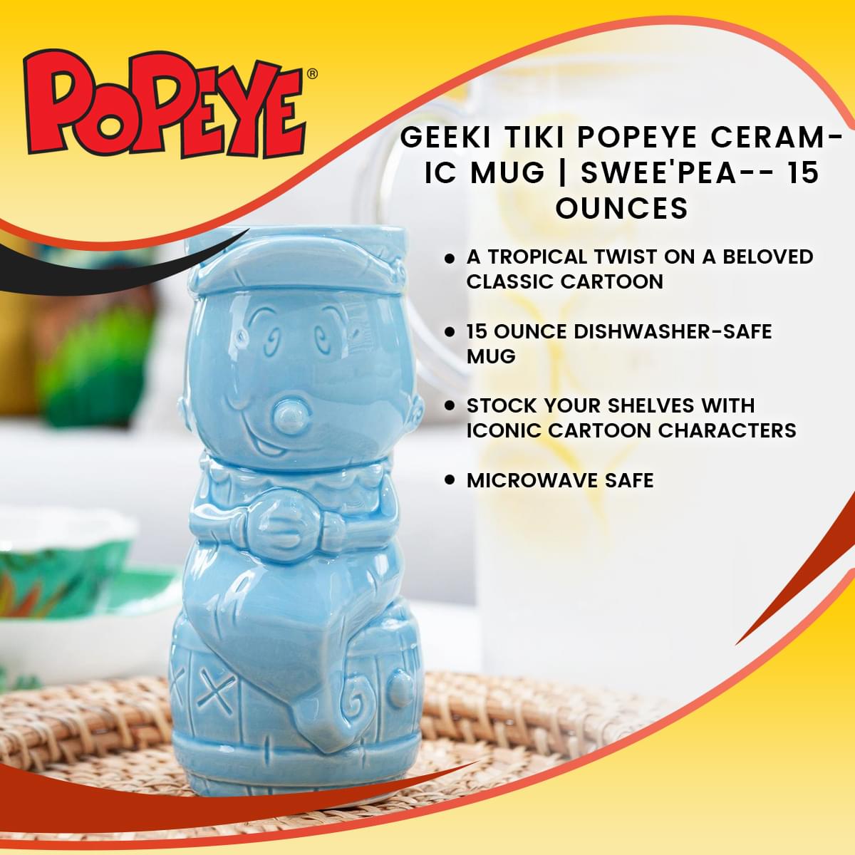 Geeki Tikis Popeye Ceramic Mug | Swee'Pea | Holds 15 Ounces