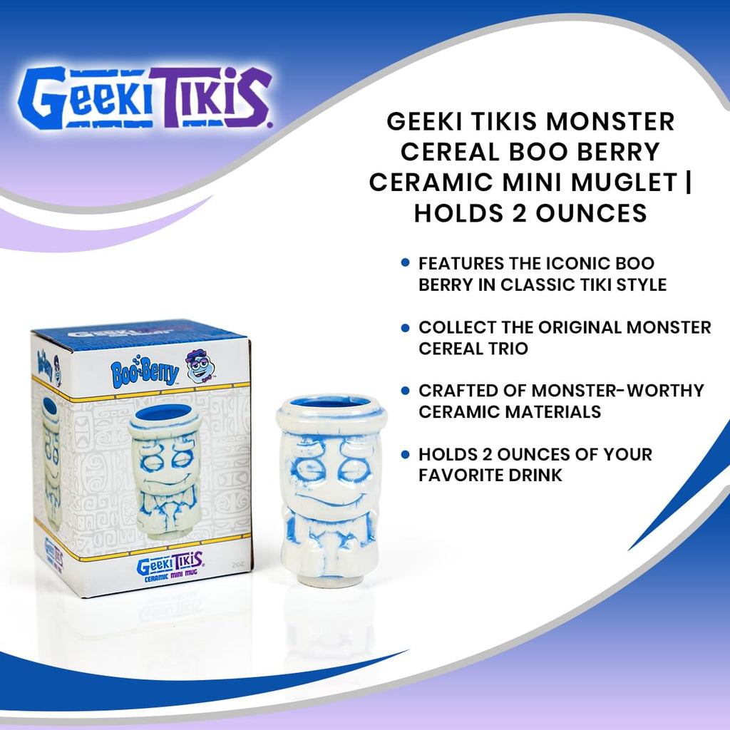 Geeki Tikis Monster Cereals Boo Berry Ceramic Mini Muglet | Holds 2 Ounces