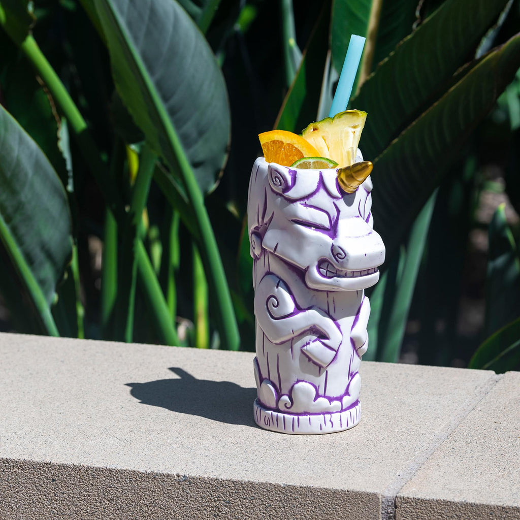 Geeki Tikis White Unicorn Fantasy Mug | Ceramic Tiki Style Cup | Holds 19 Ounces