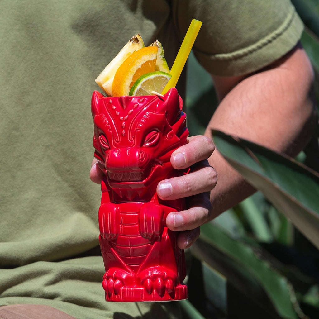 Geeki Tikis Red Dragon Fantasy Mug | Ceramic Tiki Style Cup | Holds 17 Ounces