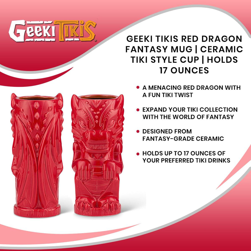 Geeki Tikis Red Dragon Fantasy Mug | Ceramic Tiki Style Cup | Holds 17 Ounces
