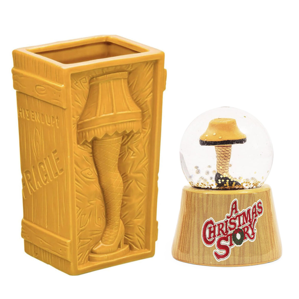 A Christmas Story Leg Lamp 3-Inch Mini Snow Globe and Geeki Tikis Mug Set