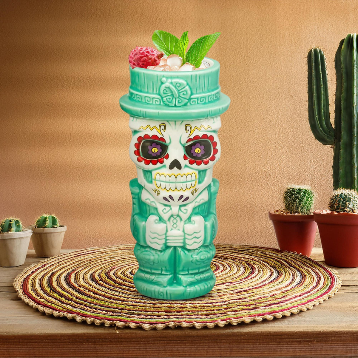 Geeki Tiki Day Of The Dead Sugar Skull Man 18 Ounce Ceramic Mug