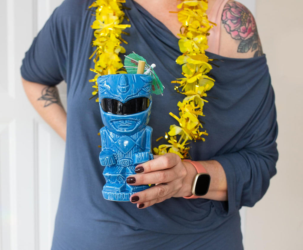 Geeki Tikis Power Rangers Blue Ranger Ceramic Mug | Holds 16 Ounces