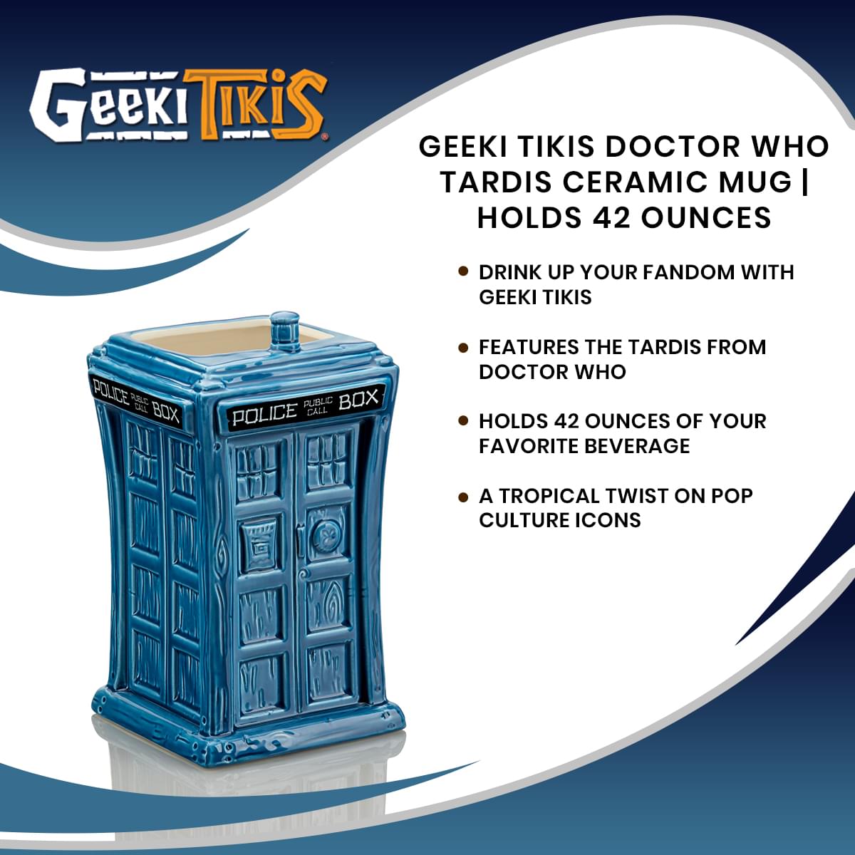 Geeki Tikis Doctor Who TARDIS Ceramic Mug | Holds 42 Ounces