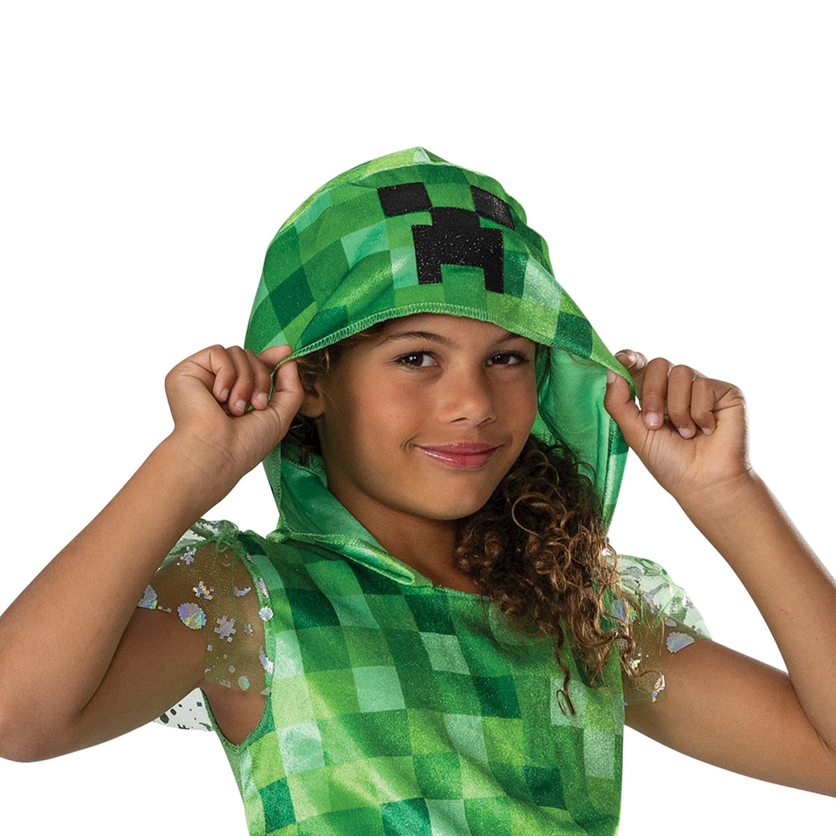 Minecraft Creeper Girl Hooded Child Costume Dress