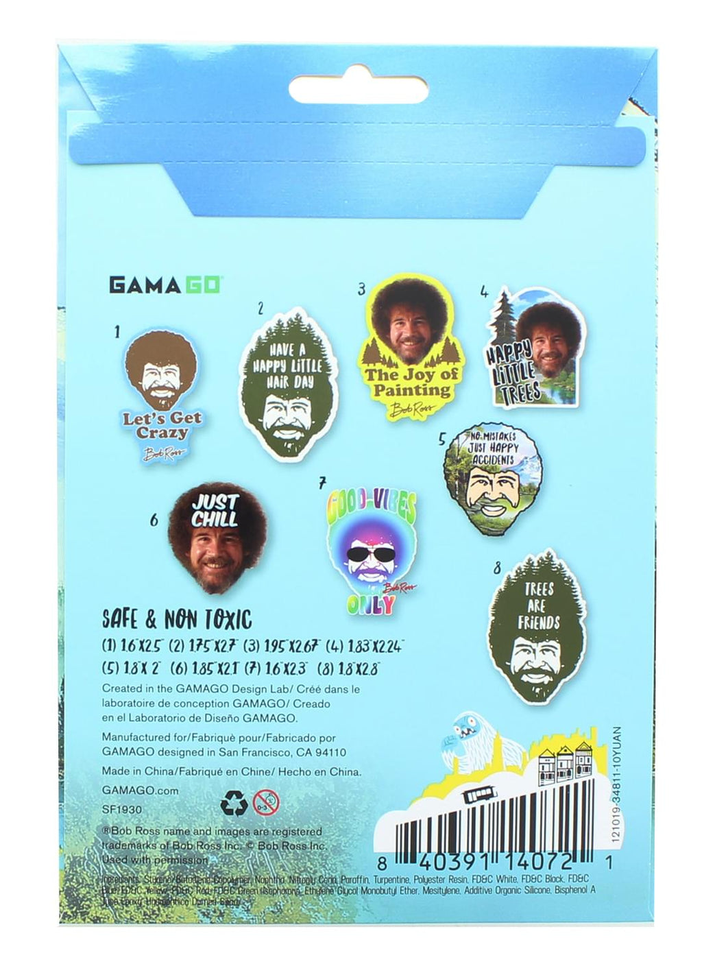 Bob Ross Temporary Tattoos | 2 Sets of 8 Tattoos