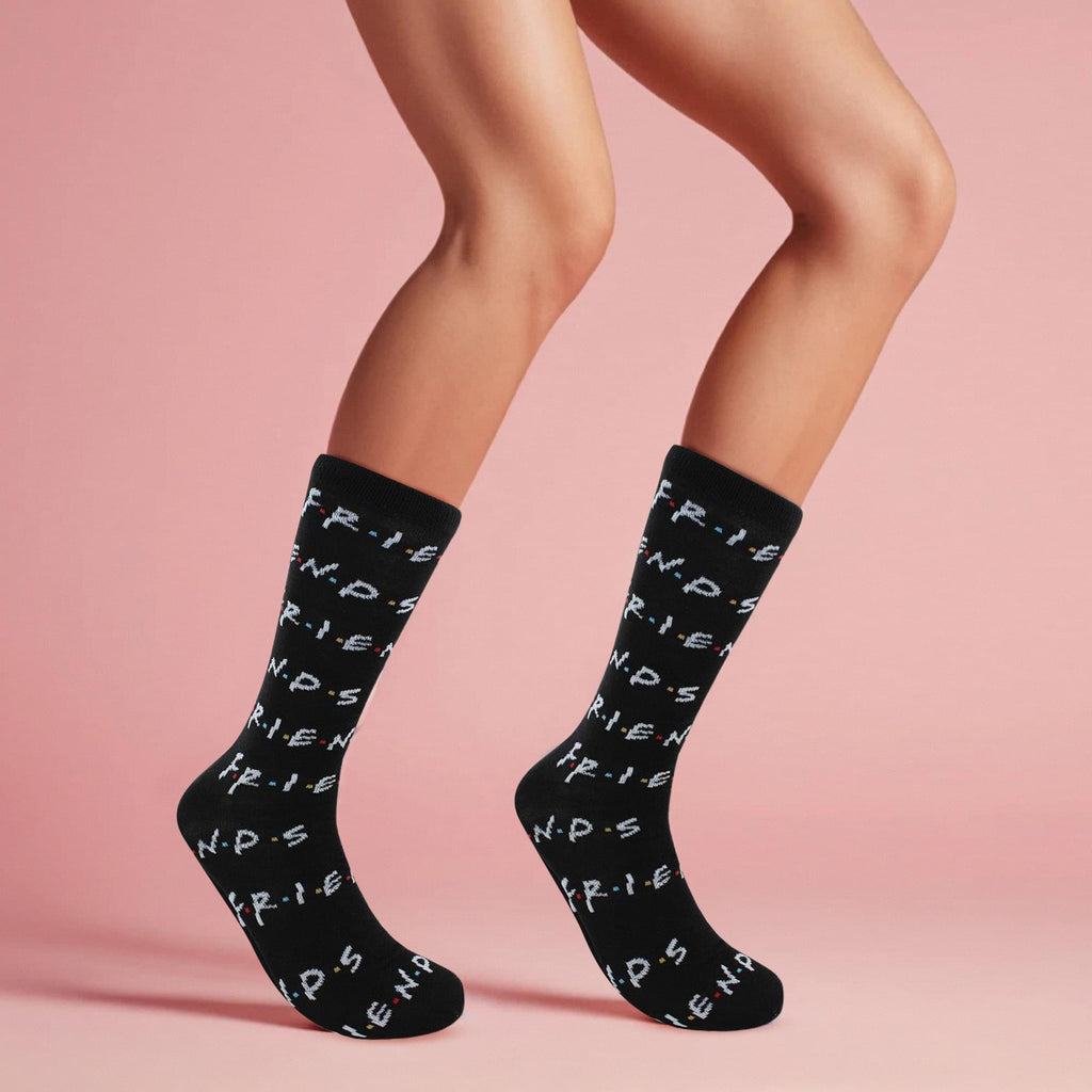 Friends How You Doing and Logo Unisex Novelty Crew Socks | 2 Pairs  | Size 6-12