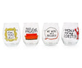 Friends Iconic Quotes 21-Ounce Stemless Wine Glasses | Set of 4