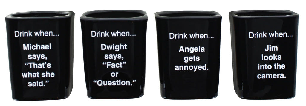 The Office Character Shot Glass Drinking Game | 2 Ounce Glasses | Set of 4