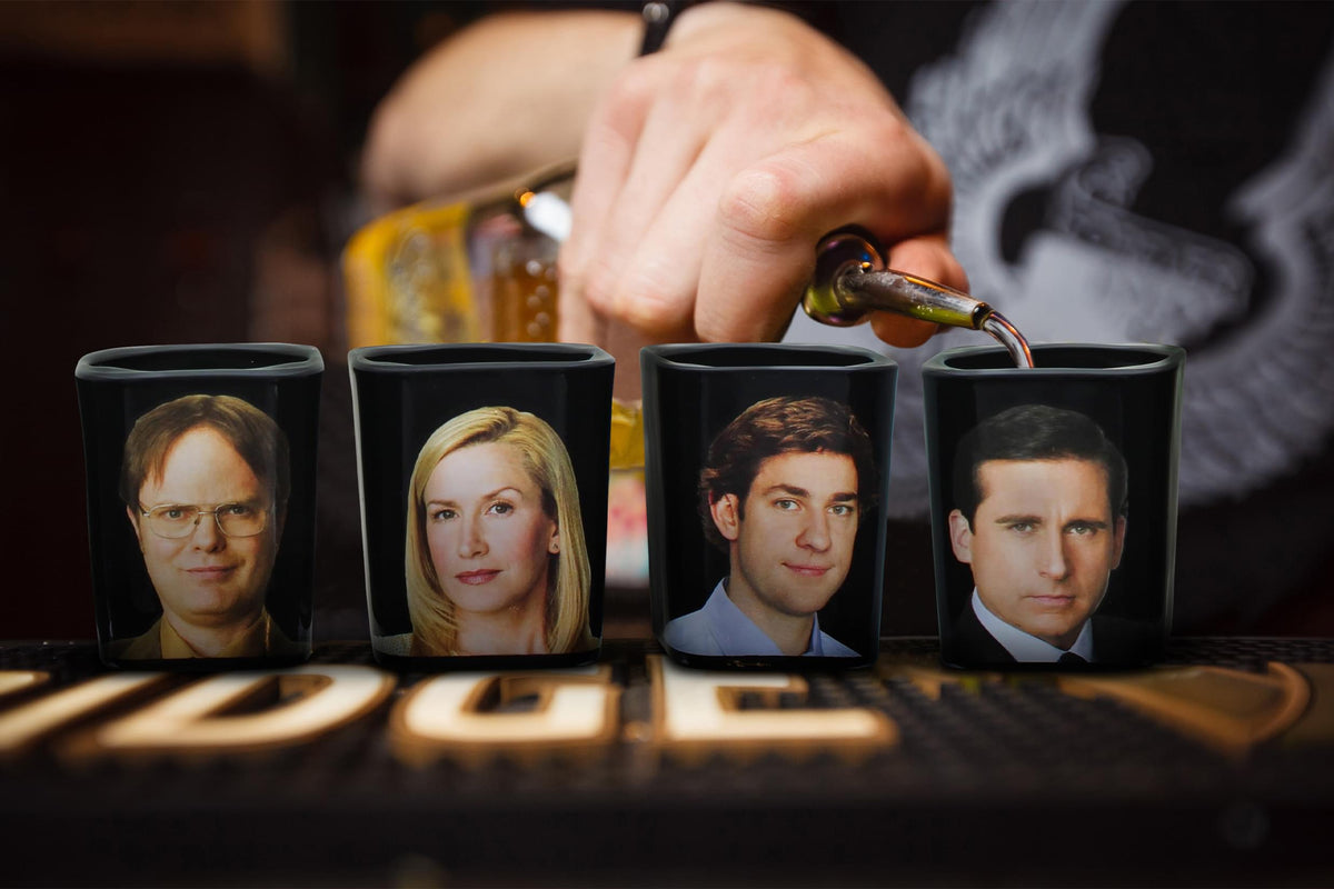 The Office Character Shot Glass Drinking Game | 2 Ounce Glasses | Set of 4