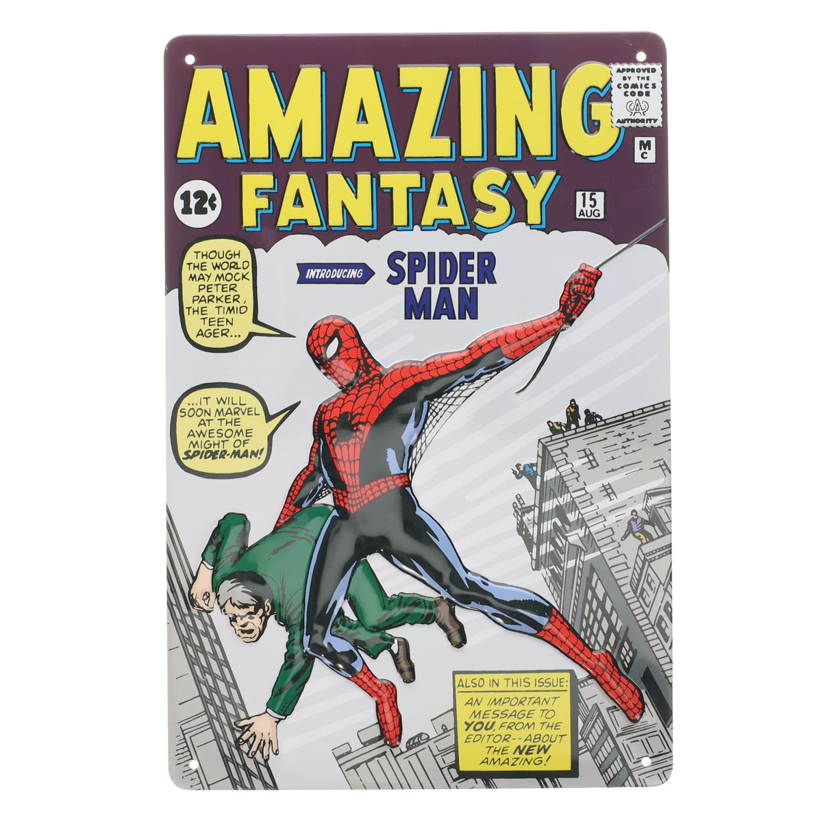 Marvel Amazing Fantasy #15 Spider-Man 8 x 6 Inch Tin Plate
