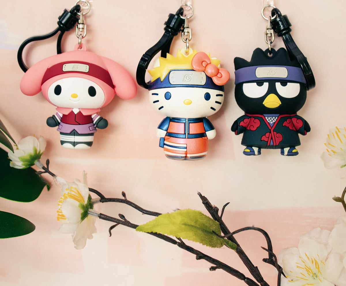 Hello Kitty x Naruto 3D Foam Figural Bag Clip 3-Piece Set