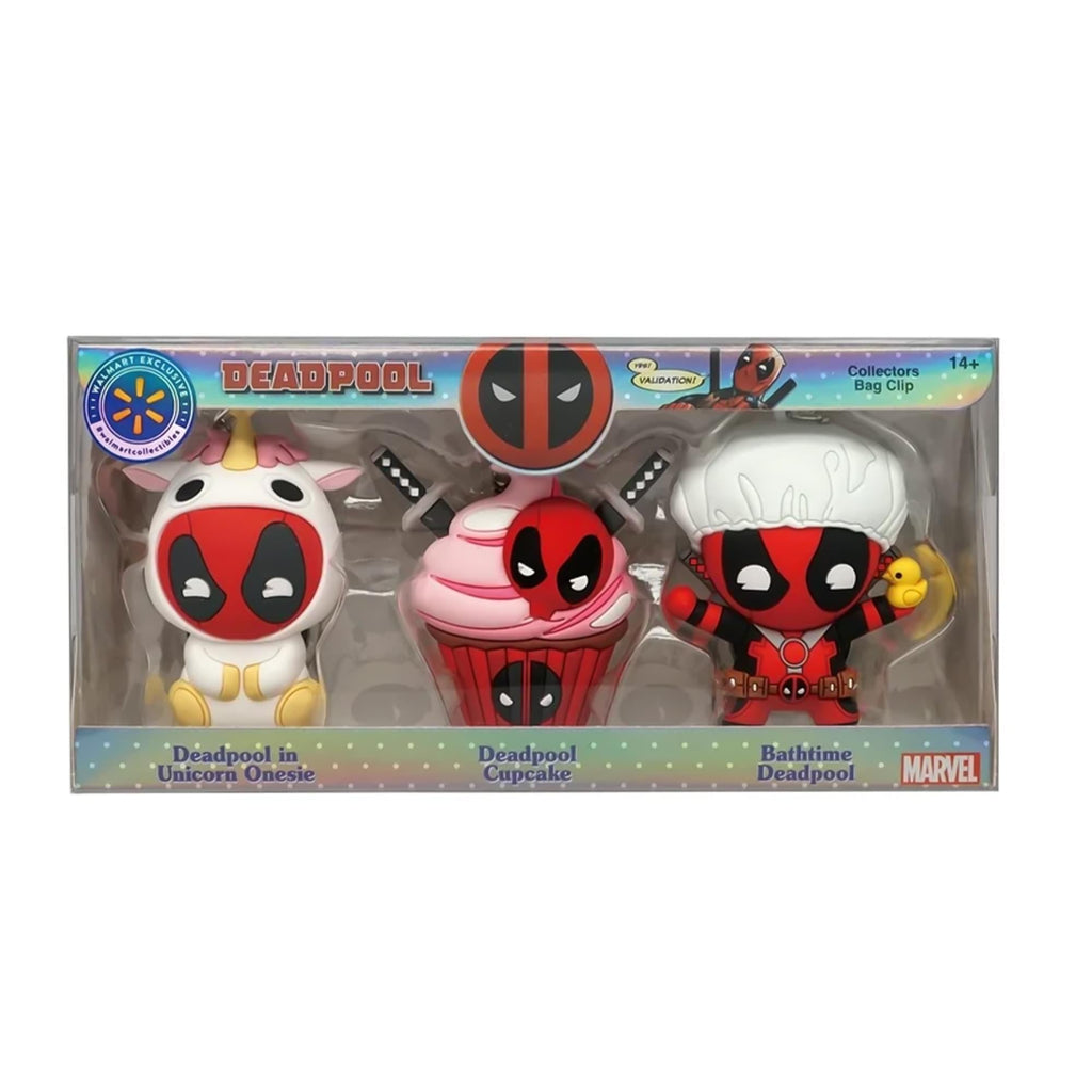 Marvel Deadpool 3D Foam Bag Clip Set | Unicorn, Cupcake, Bathtime
