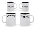 Friends Mr. Rachel Whiskers and Mrs. Ross Moustache Double-Sided Mugs | Set of 2