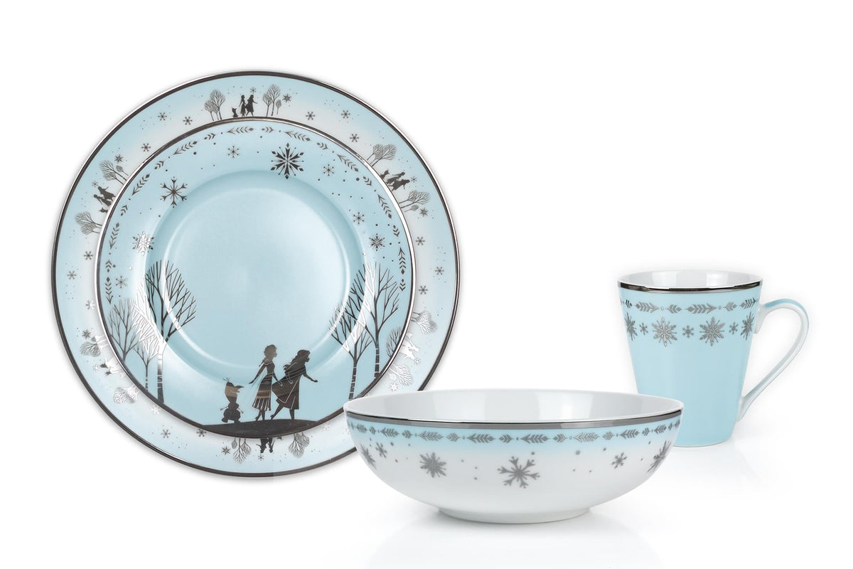 Disney Frozen 2 Anna & Elsa Ceramic Dining Set Collection | 16-Piece Dinner Set