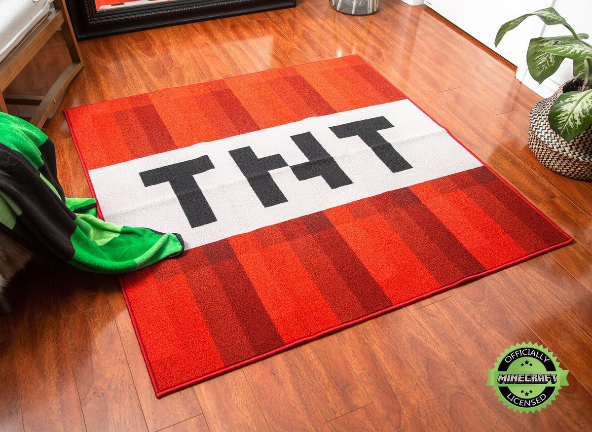 Minecraft Red TNT Block Square Area Rug | 52 Inches