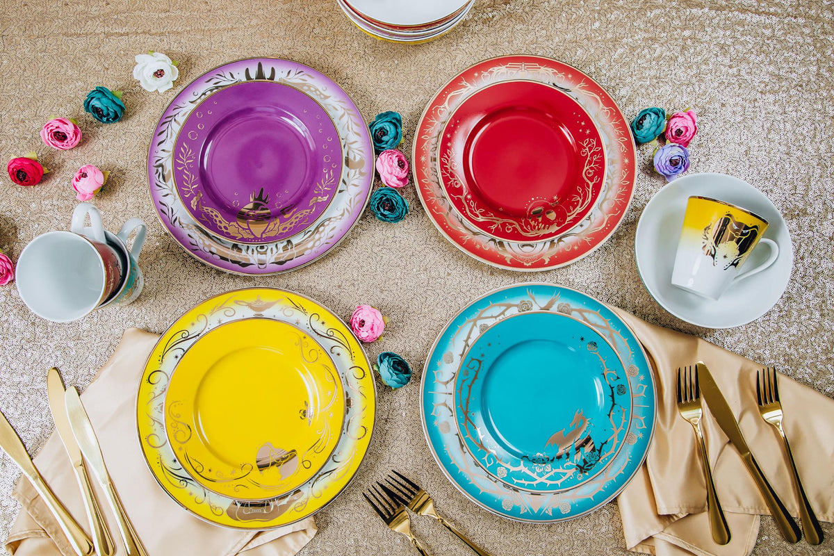 Disney Villains 16-Piece Dinnerware Set | Maleficent, Evil Queen, Jafar, Ursula