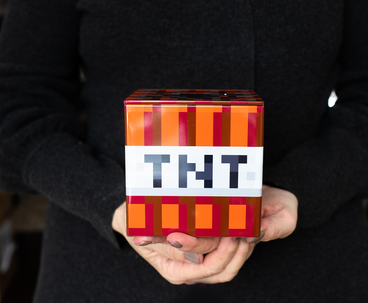 Minecraft TNT Tin Storage Box Cube Organizer with Lid | 4 Inches
