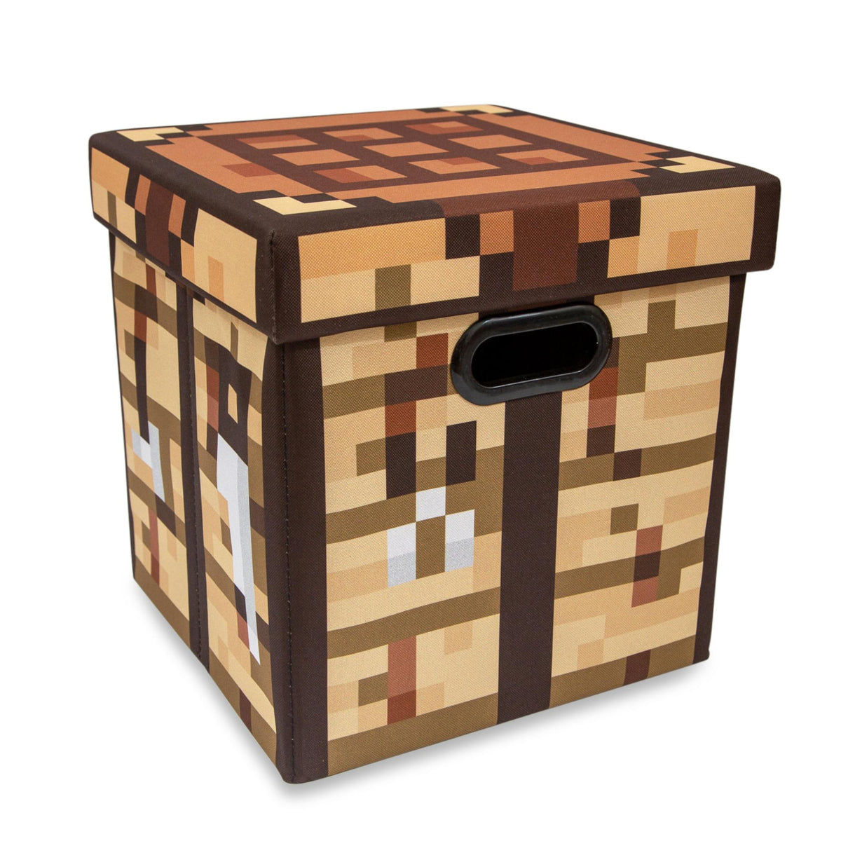 Minecraft Crafting Table Fabric Storage Bin Cube Organizer with Lid | 13 Inches