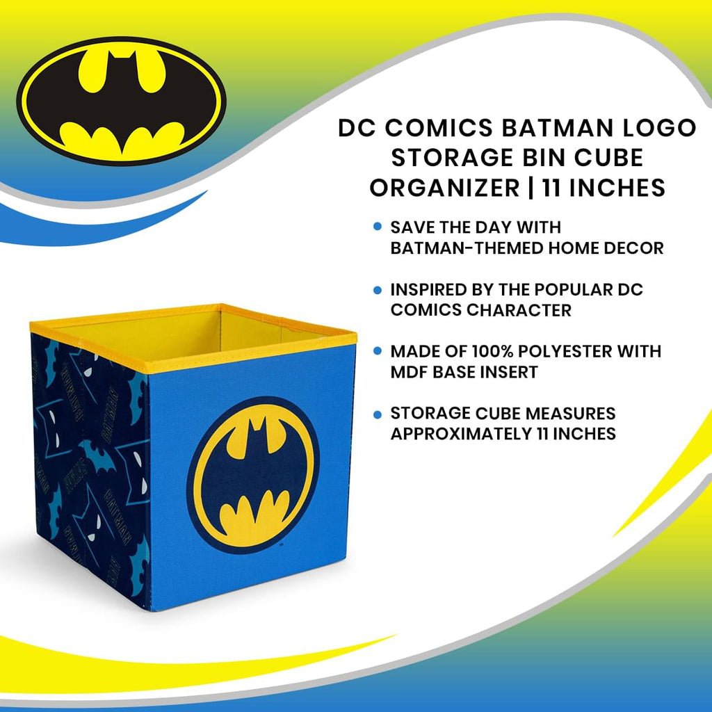 DC Comics Batman Logo Storage Bin Cube Organizer | 11 Inches