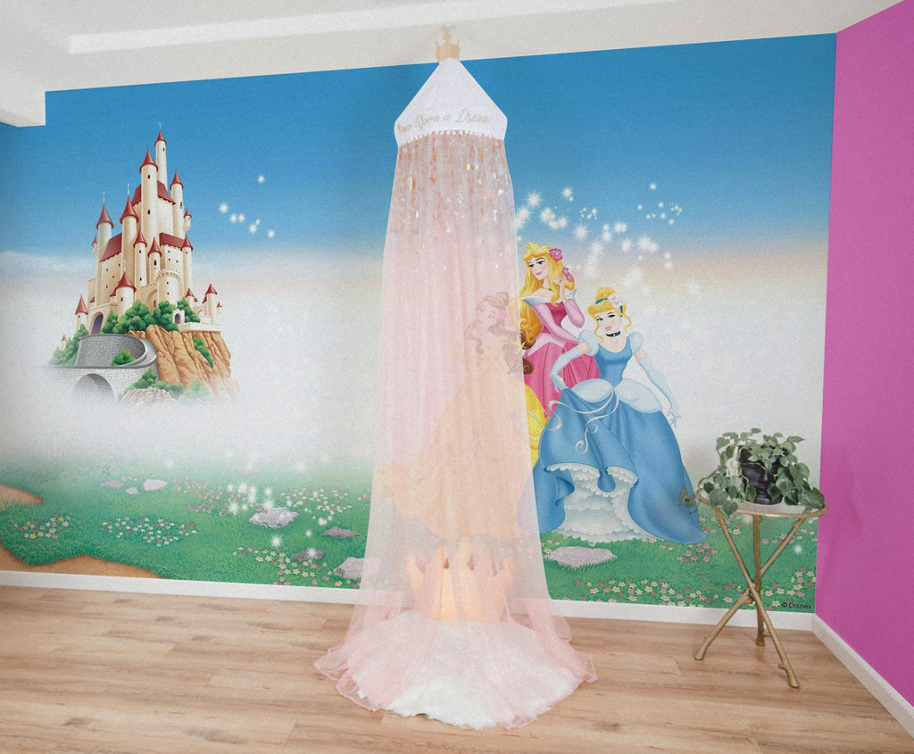 Disney Princess Kids Bed Canopy for Ceiling, Hanging Curtain Netting
