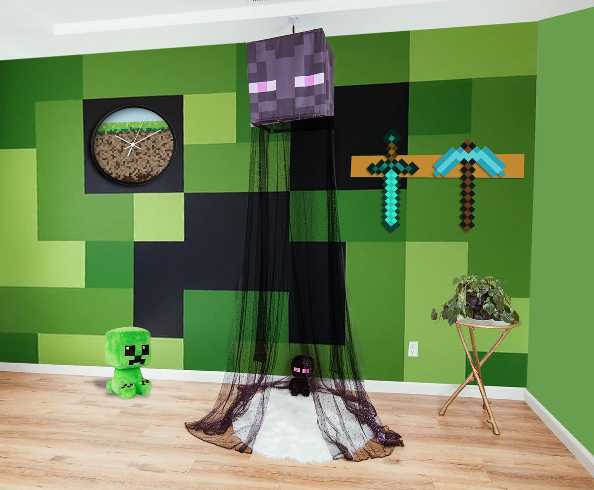 Minecraft Enderman Kids Bed Canopy for Ceiling, Hanging Curtain Netting