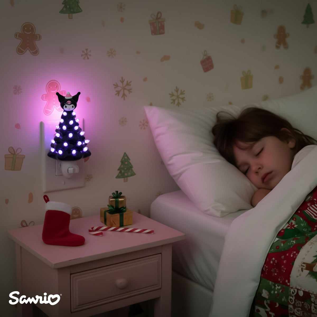 Sanrio Kuromi 6-Inch Ceramic Christmas Tree Plug-In Nightlight