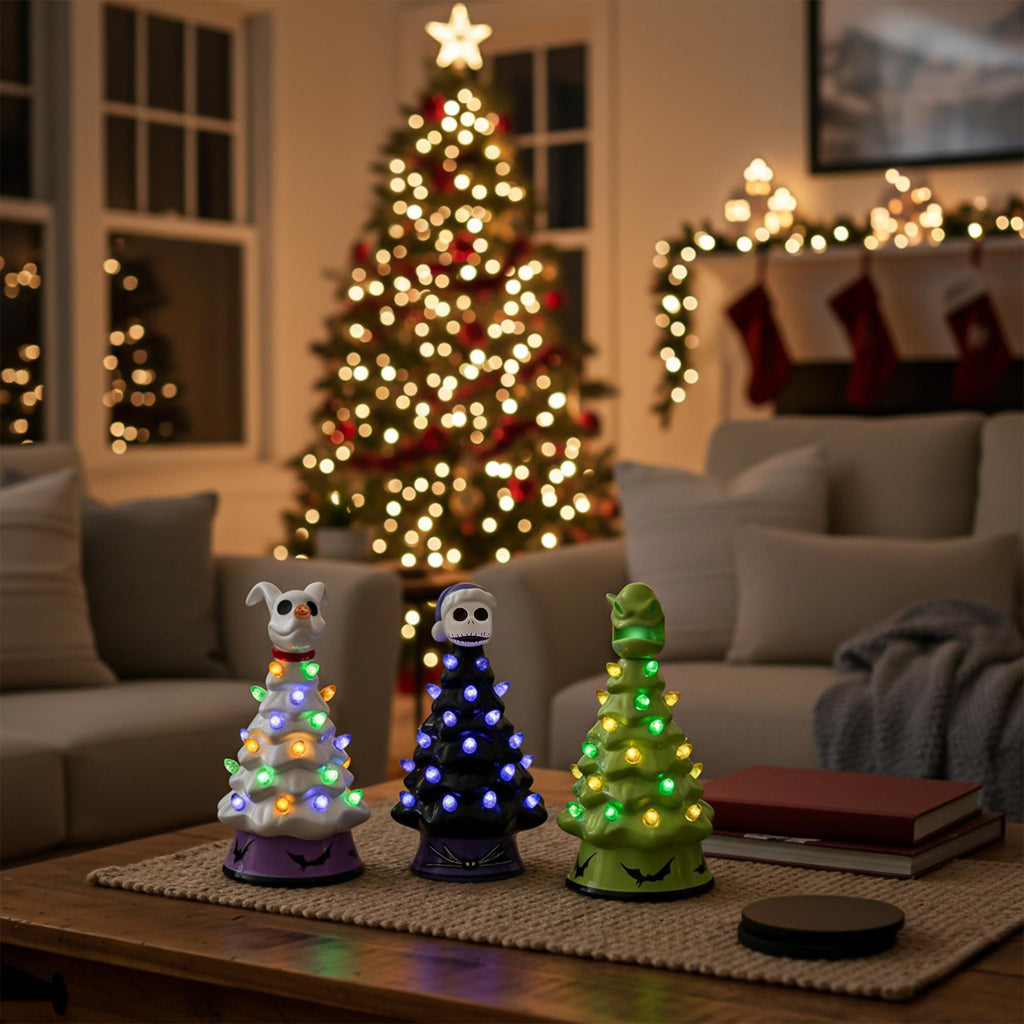 Disney The Nightmare Before Christmas Light-Up Ceramic Christmas Tree Set Of 3