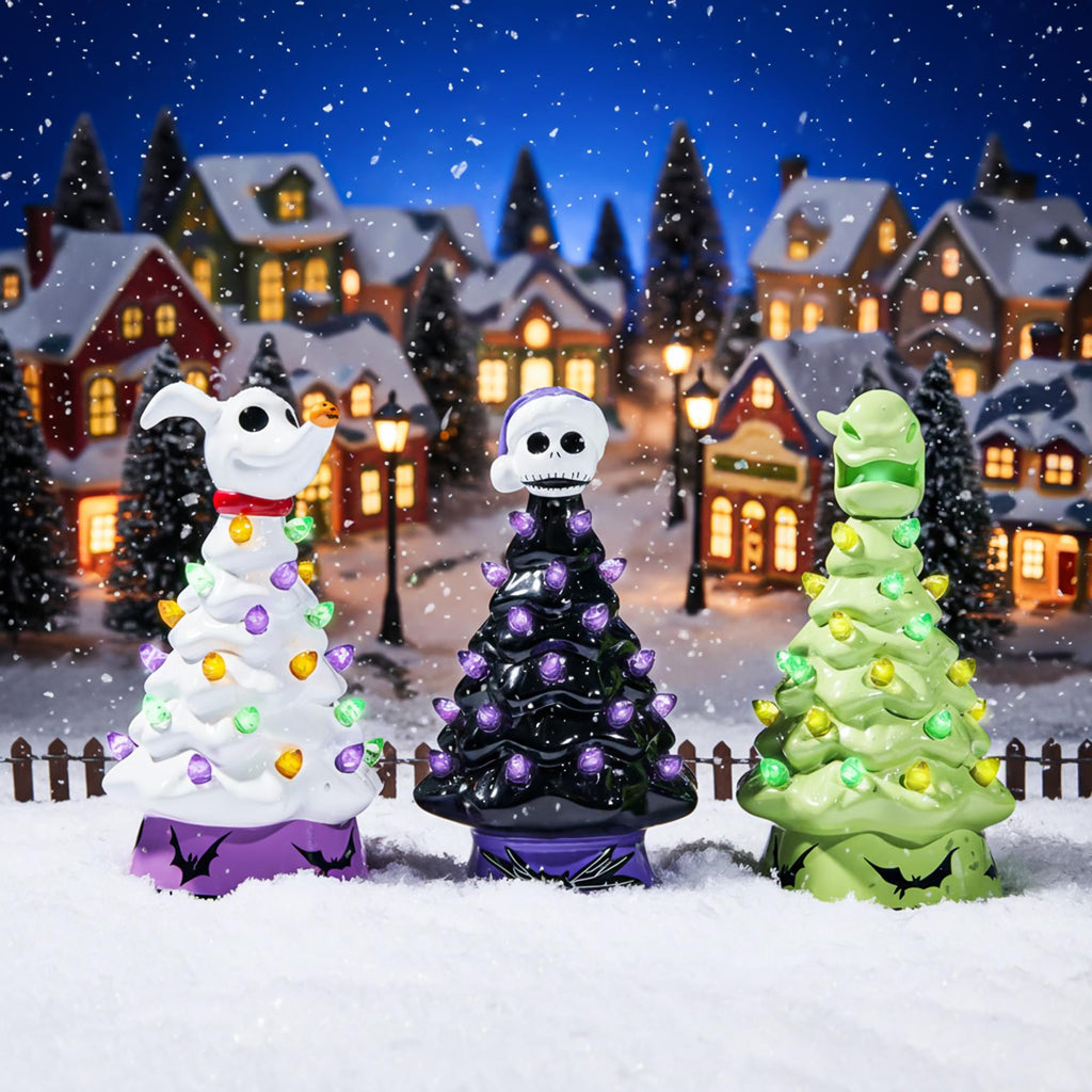 Disney The Nightmare Before Christmas Light-Up Ceramic Christmas Tree Set Of 3