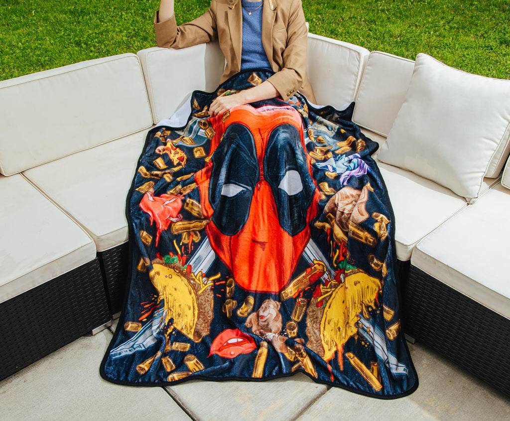 Marvel Deadpool Icons Fleece Throw Blanket | 45 x 60 Inches