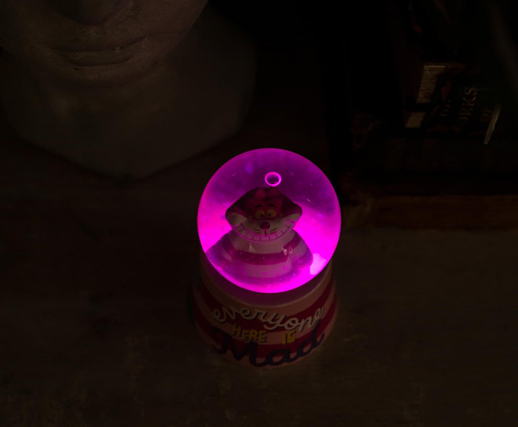 Disney Alice in Wonderland Cheshire Cat Mini Light-Up Snow Globe | 3 Inches Tall