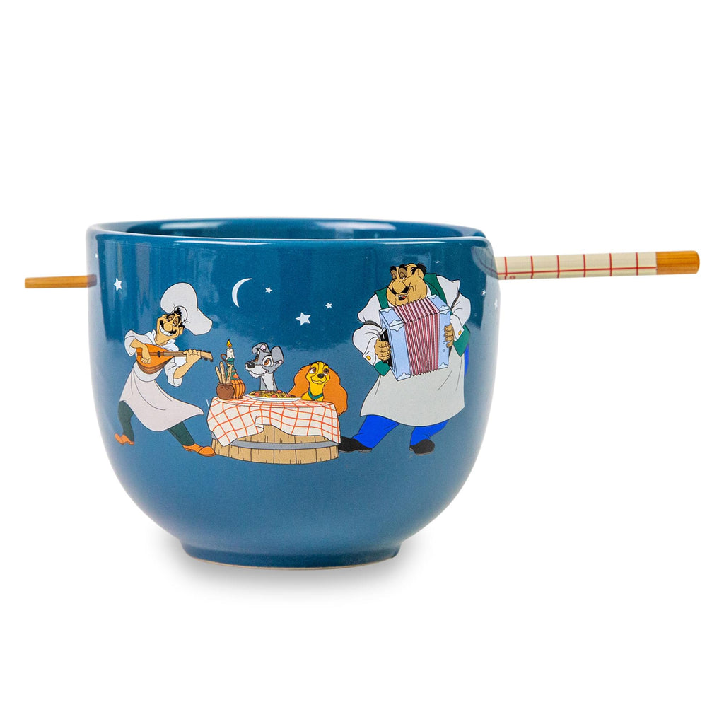 Disney Lady And The Tramp Serenade 20-Ounce Ceramic Ramen Bowl and Chopstick Set