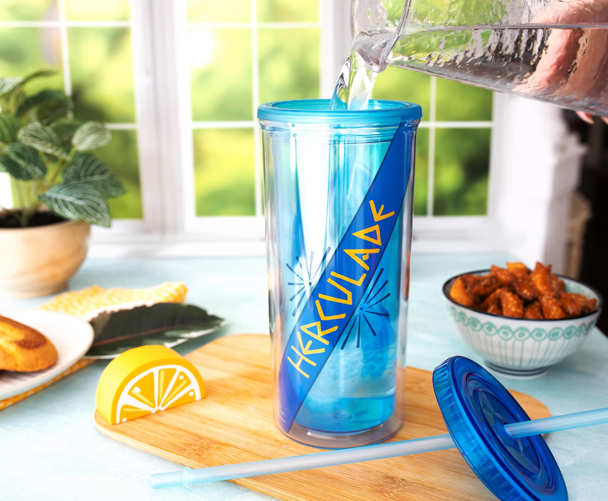 Disney Hercules Double-Walled Tumbler With Lid and Straw | Holds 20 Ounces