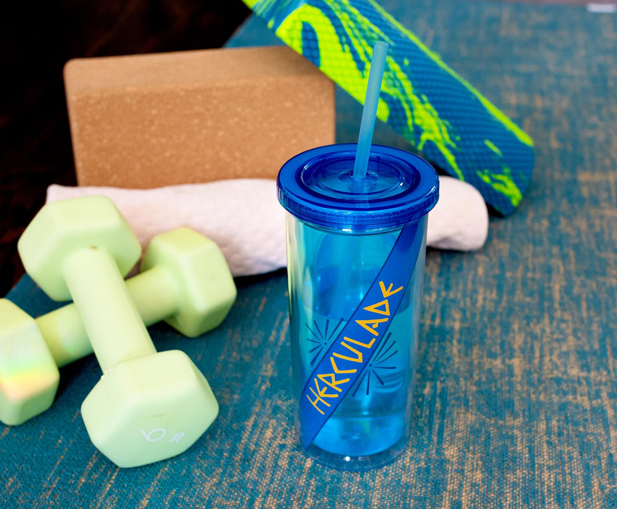 Disney Hercules Double-Walled Tumbler With Lid and Straw | Holds 20 Ounces