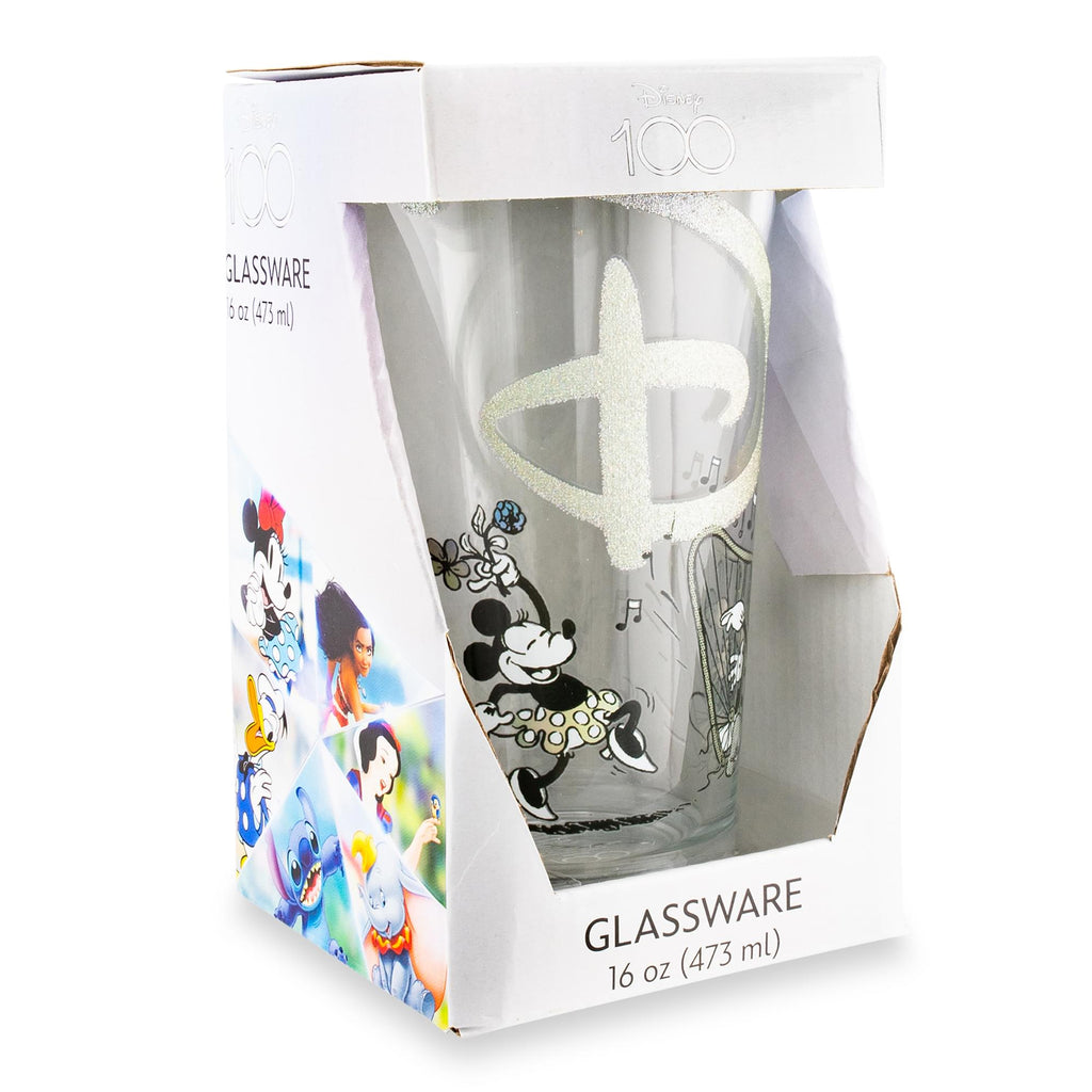 Disney 100 Years of Wonder Glitter Pint Glass | Holds 16 Ounces