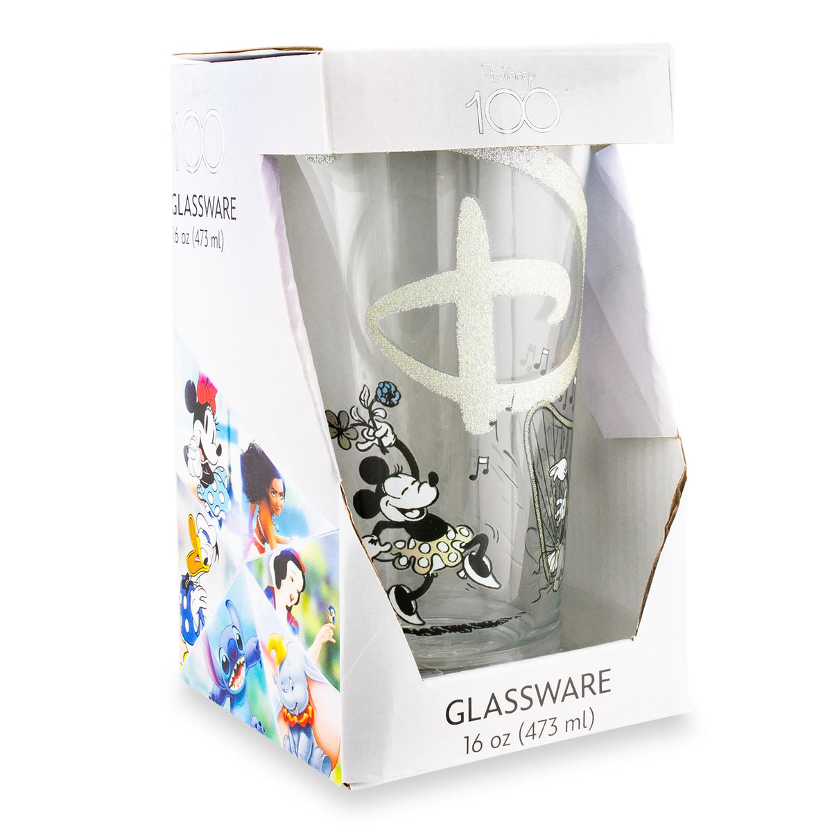Disney 100 Years of Wonder Glitter Pint Glass | Holds 16 Ounces