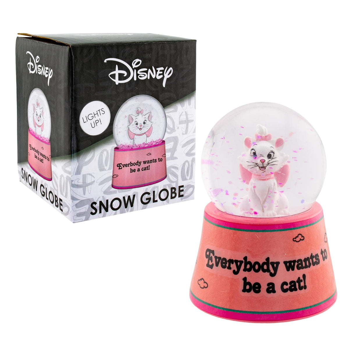 Disney Aristocats Marie "Everybody Wants To Be A Cat" Mini Light-Up Snow Globe