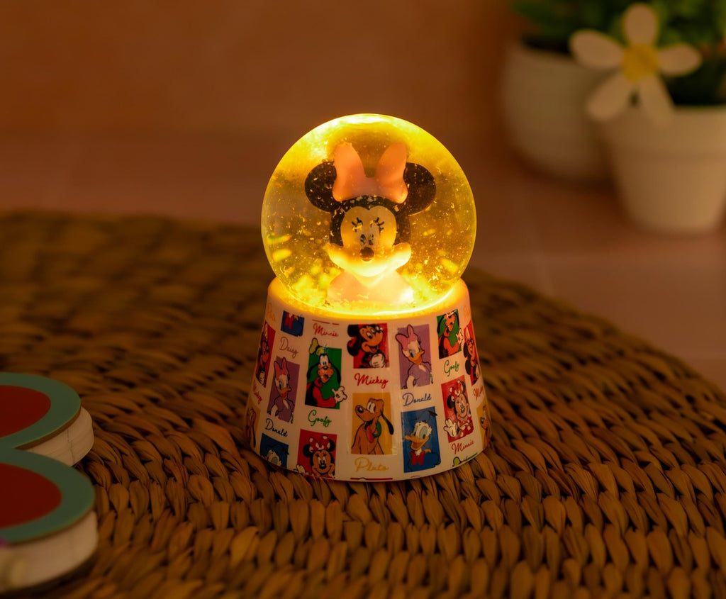 Disney Minnie Mouse Pink 3-Inch Mini Light-Up Snow Globe