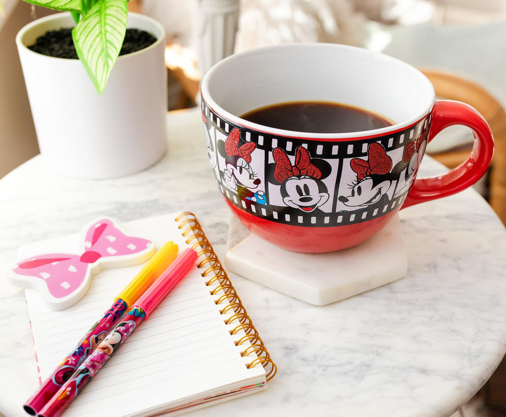 Disney Minnie Mouse Film Reel Ceramic Soup Mug | Holds 24 Ounces