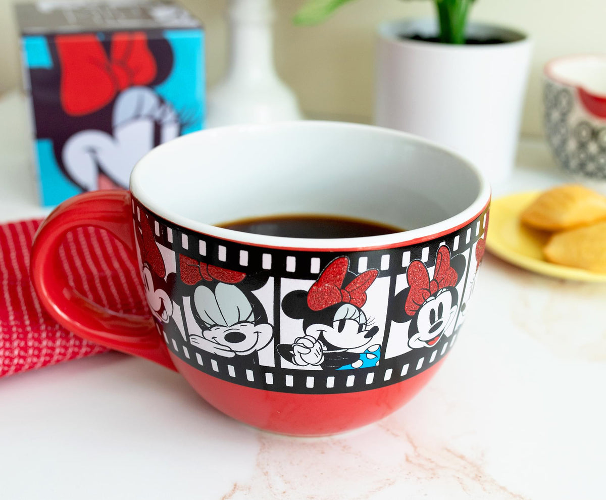 Disney Minnie Mouse Film Reel Ceramic Soup Mug | Holds 24 Ounces