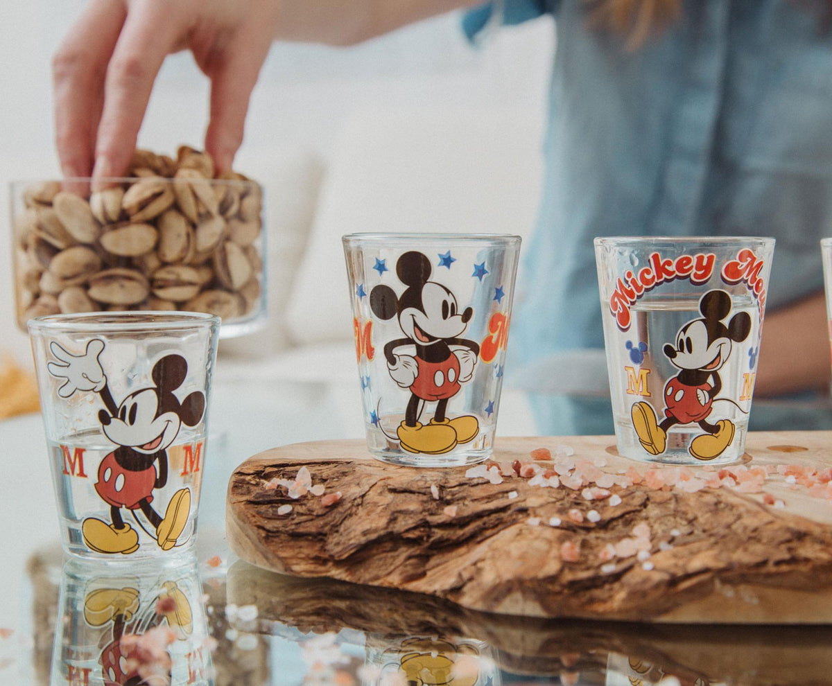 Disney Vintage Mickey Mouse 2-Ounce Mini Shot Glasses | Set of 6