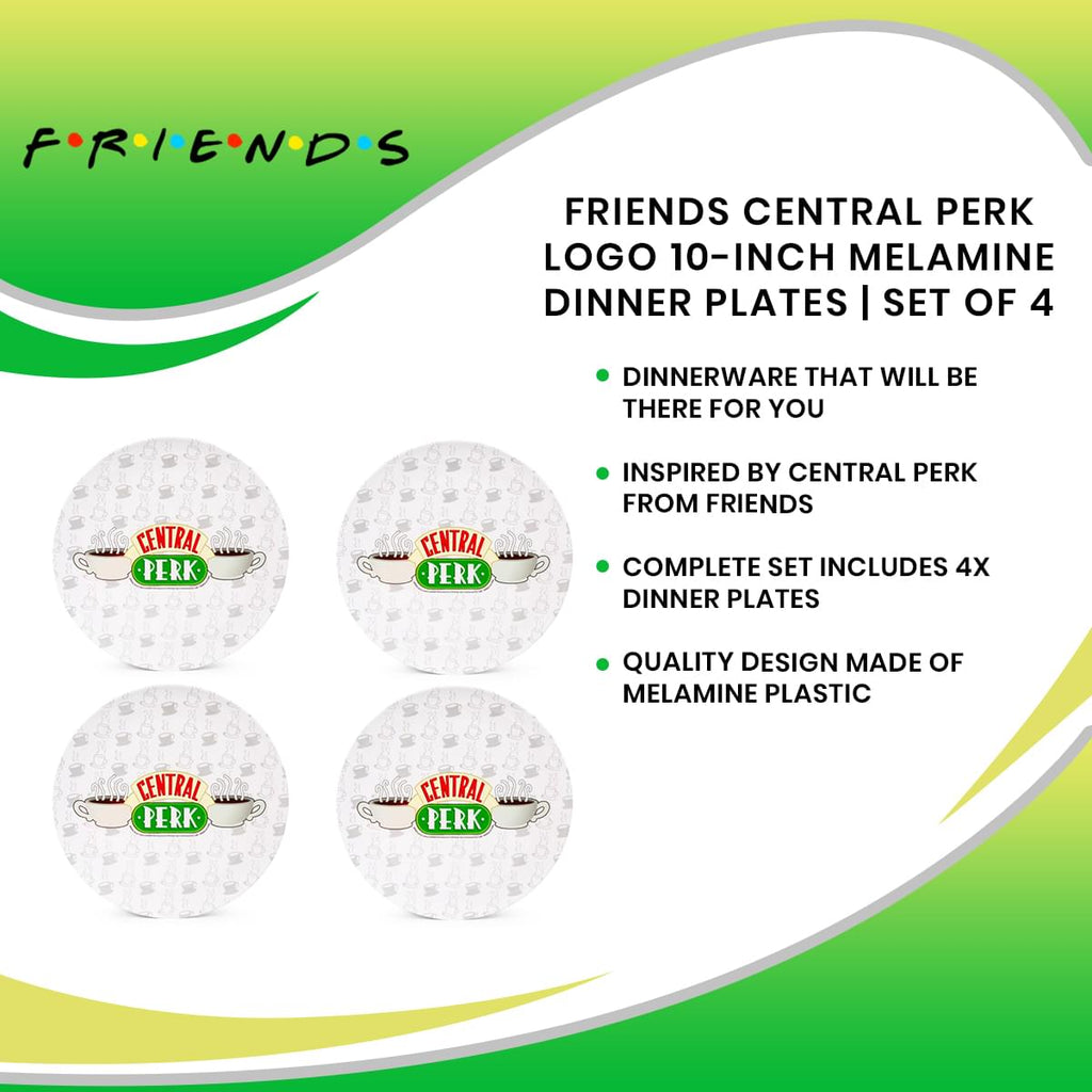 Friends Central Perk Logo 10-Inch Melamine Dinner Plates | Set of 4