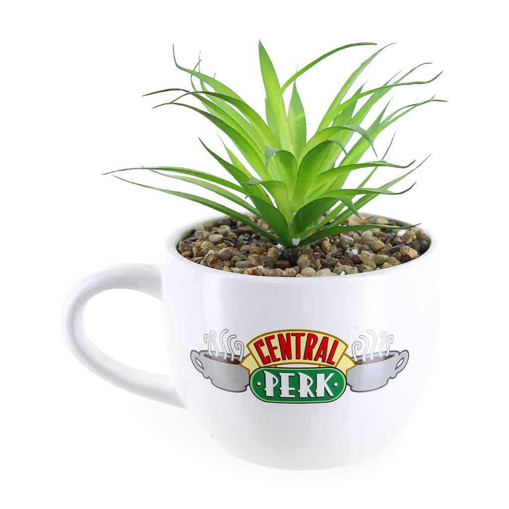 Friends Central Perk Mug 7-Inch Ceramic Planter With Artificial Succulent