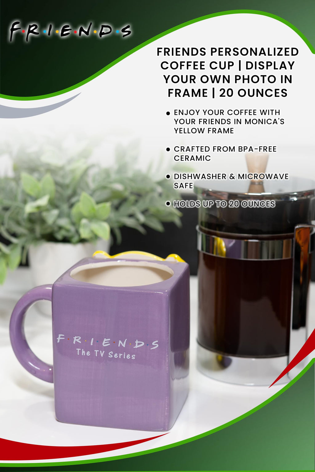 Friends Personalized Coffee Mug | Display Your Own Photo In Frame | 20 Ounces