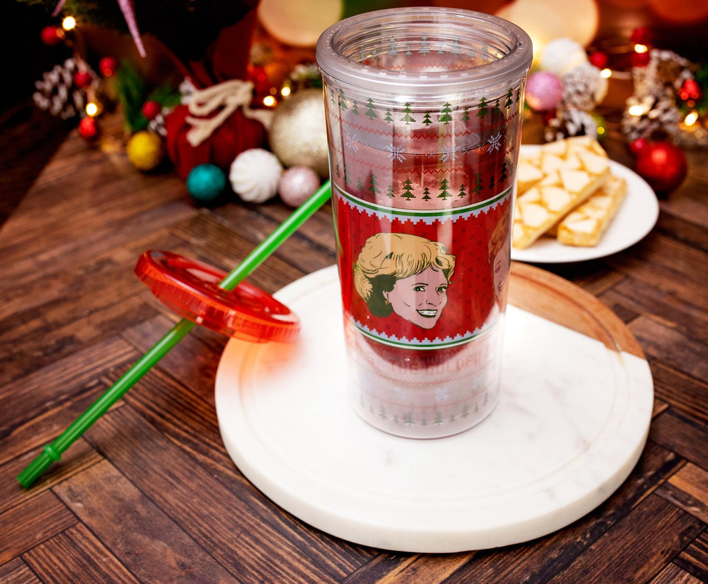 The Golden Girls Holiday Sweater Carnival Cup With Lid and Straw