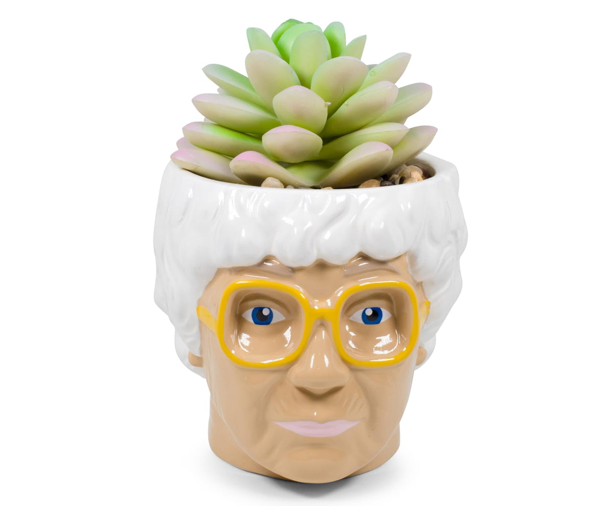The Golden Girls Sophia Face Mini Ceramic Planter With Faux Succulent | 3 Inches