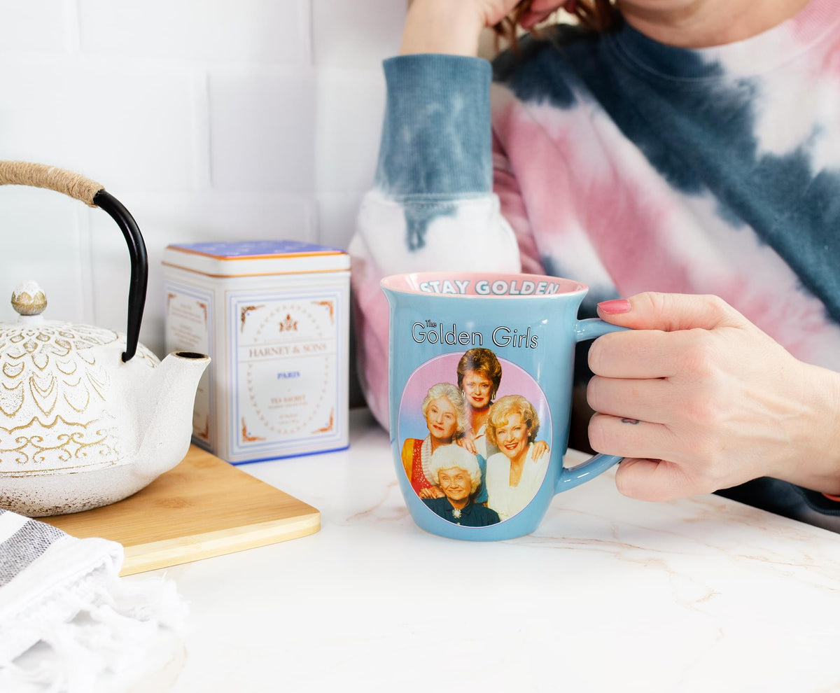 The Golden Girls "Stay Golden" Wide Rim Ceramic Coffee Mug | Holds 16 Ounces