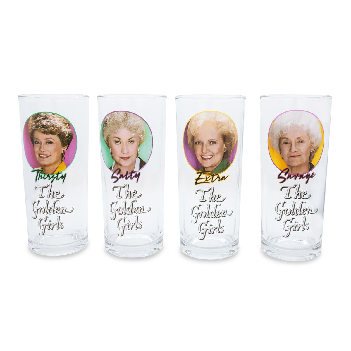 The Golden Girls Frames Logo 10-Ounce Tumbler Glasses | Set of 4